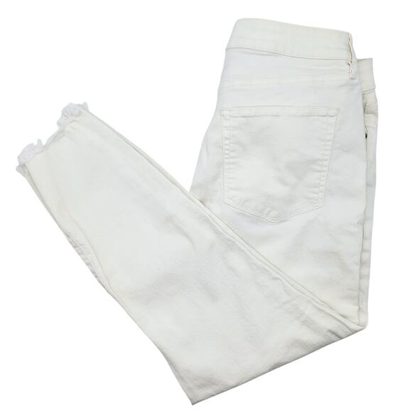 Loft Jeans Women's 31/12 Ivory White High Rise Curvy Skinny Crop Distressed - Picture 1 of 7